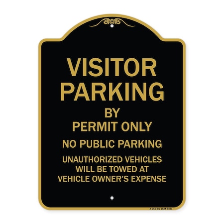 Signmission Designer Series-Visitor Parking By Permit Only No Public Parking Sign, 24" x 18", BG-1824-9871 A-DES-BG-1824-9871